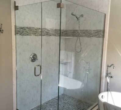 bathroom shower glass partition